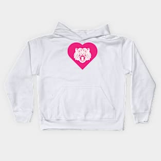 Tiger Mascot Cares Pink Kids Hoodie